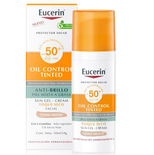 EUCERIN OIL CONTROL SPF 50+ TOQUE SECO TONO MEDIO X 50 ML