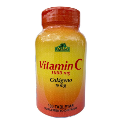 VITAMINA C 1000 MG + COLAGENO 10 MG X 100 TABLETAS