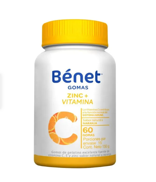 VITAMINA C + ZINC X 60 GOMAS (BENET) NARANJA