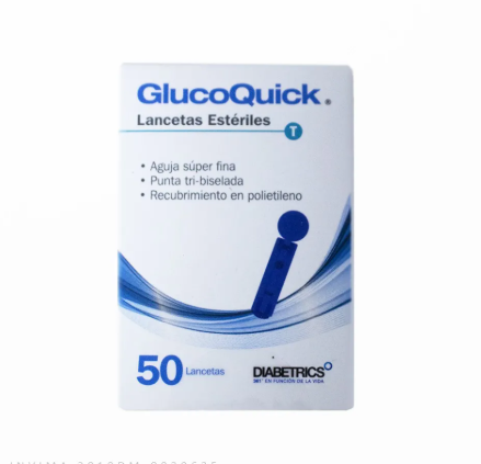 LANCETAS GLUCOQUICK ESTERILES  X 50 UNIDADES