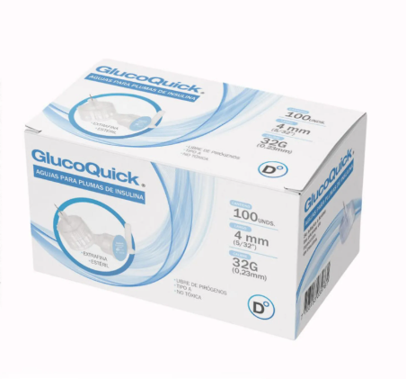AGUJA INSULINA 4MM/32G CAJA  X 100 UNIDADES(AZUL CLARO)