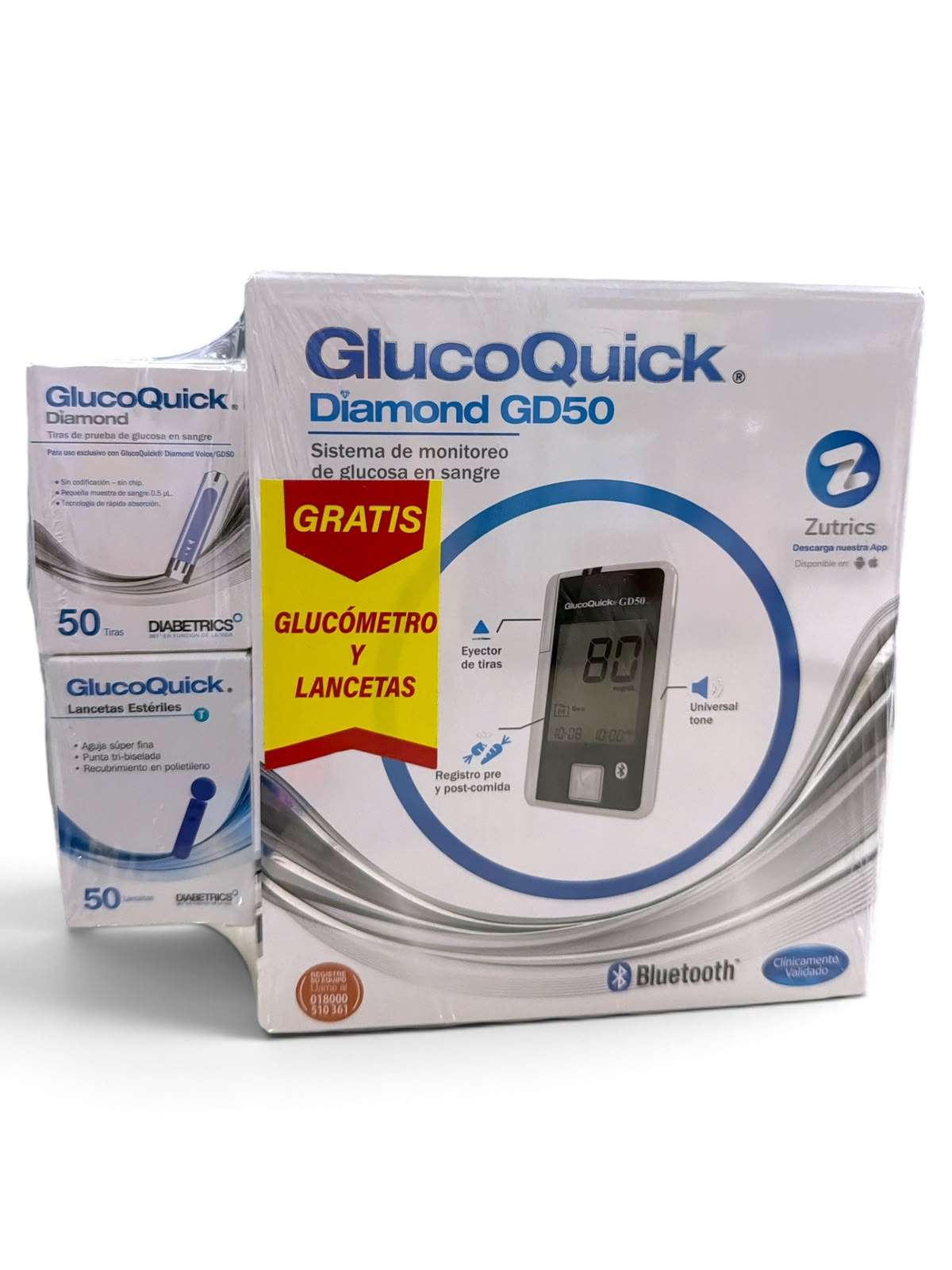 GLUCOMETRO GLUCOQUICK GD50+ TIRAS DIAMOND + LANCETAS