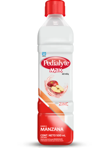 PEDIALYTE MAX 60 ZINC SABOR MANZANA X 500 ML