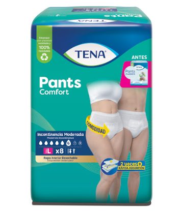 TENA PANTS COMFORT  L X 8 UNIDADES