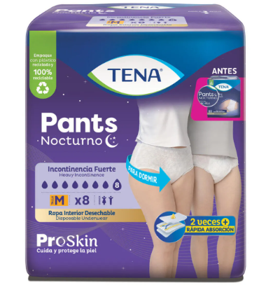 TENA PANTS NOCTURNO TALLA M X 8 UNIDADES