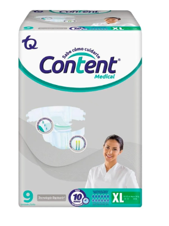 PAÑAL CONTENT MEDICAL XL  X 9 UNIDADES