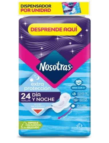 NOSOTRAS TOALLAS EXTRA PROTECC DIA/NOCHE X 24 UNIDADES