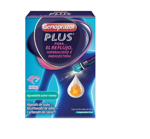 GENOPRAZOL PLUS SABOR MENTA CAJA X 10 SACHETS
