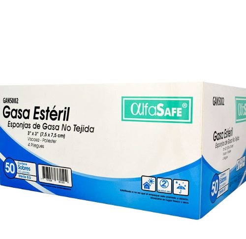 GASA ESTERIL TEJIDA 3 X 3  CAJA X 50 SOBRES  (CADA SOBRE CONTIENE 5 GASAS)