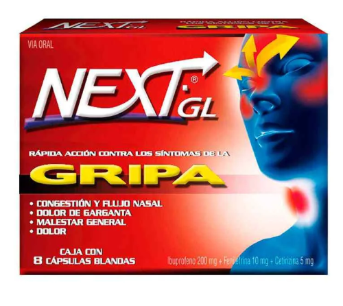 NEXT GL GRIPA X 8 CAPSULAS BLANDAS