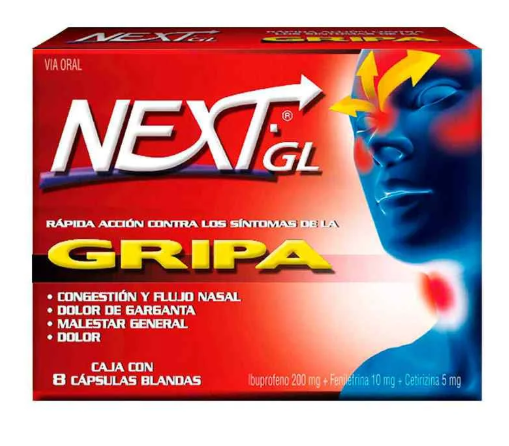 NEXT GL GRIPA X 8 CAPSULAS BLANDAS