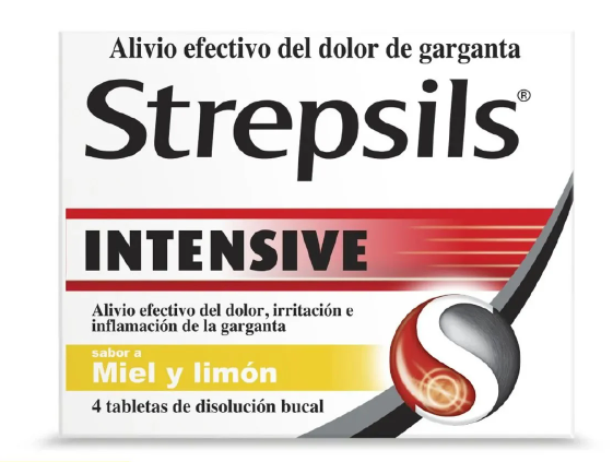 STREPSILS INTENSIV MIEL/LIMON X 4 TABLETAS