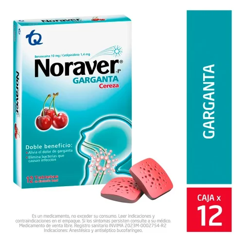 NORAVER GARGANTA CEREZA  X 12 TABLETAS