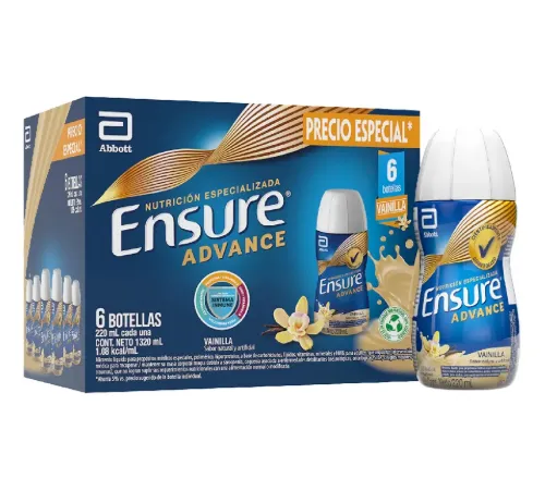ENSURE ADVANCE VAINILLA LIQUIDO X 220 ML X 6 UNIDADES