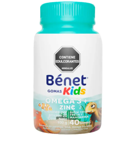 BENET OMEGA 3+ZINC KIDS FRESA MANDARINA X 40 GOMAS