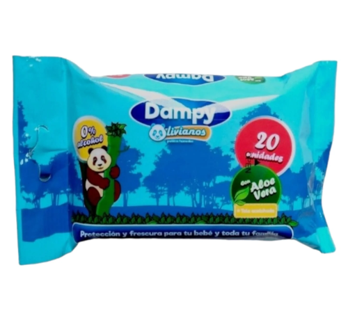 PAÑITOS DAMPY AZUL ALOE DE VERA  X  20 UNIDADES