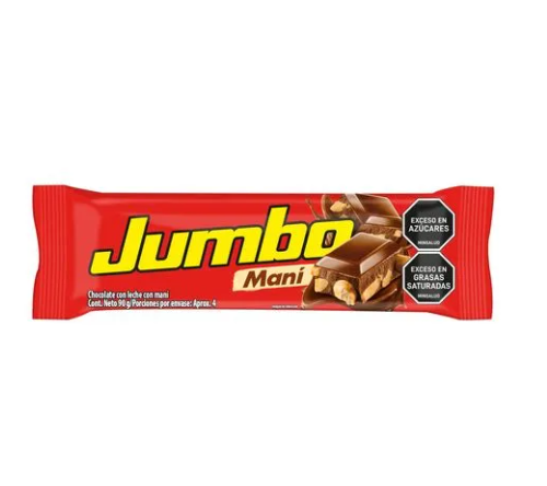 CHOCOLATINA JUMBO MANI EN BARRA X 90 GR