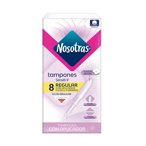 TAMPONES SENSITI-V NOSOTRAS REGULAR X 8 APLICADOR